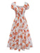 Orange 1940s Square Neck Midi Dress, vintage dress, retro fashion - perfect for women who love vintage and retro fashion