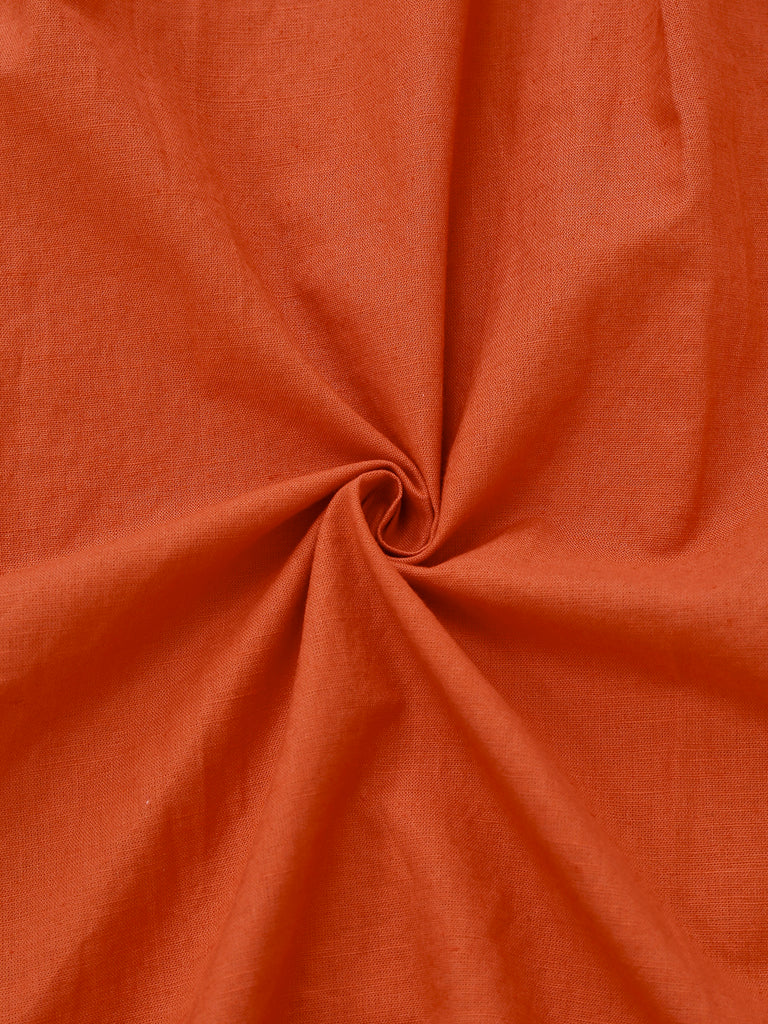 Orange 1940s V-Neck Brooch Button Solid Dress - vintage dress, retro fashion