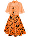 Orange 1950s Cape Patchwork Swing Dress — vintage elegance for the modern woman