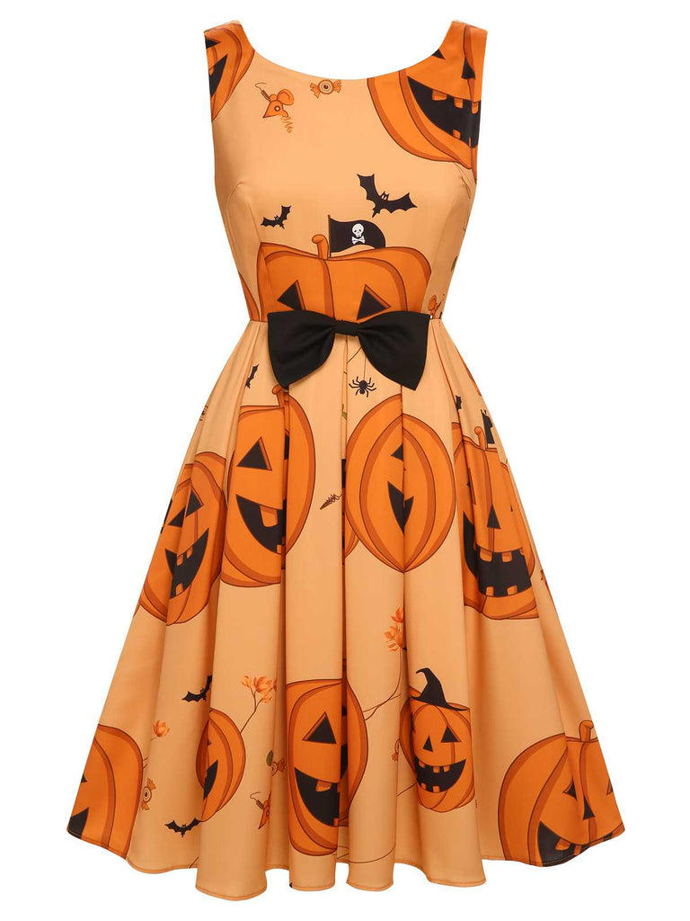 Orange 1950s Halloween Sleeveless Beading Dress Orange 1950s Halloween Sleeveless Beading Dress
