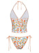 Orange 1950s Lemon Print Halter Tankini Set - vintage fashion, retro style