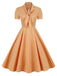 Orange 1950s Plaid Tie Collar Dress — vintage elegance for the modern woman