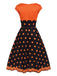 Orange 1950s Pumpkin Face Sweetheart Neck Dress — the kind of 1950s dress that makes strangers smile