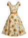 Orange Color 1950s Vintage Floral Dress