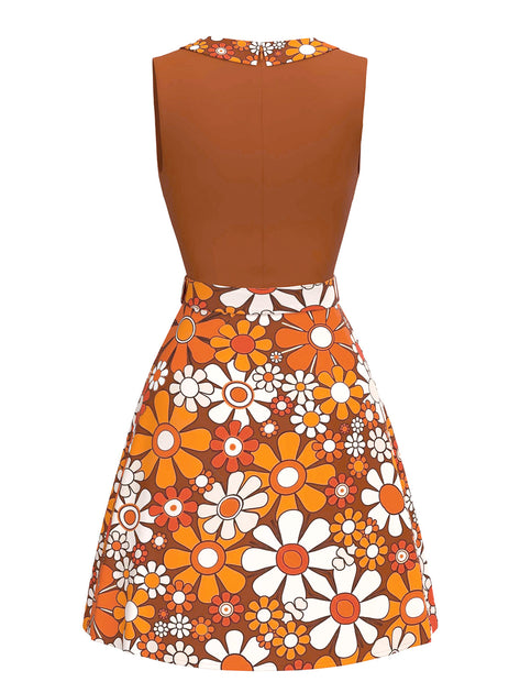 cute 60s dresses Retro Stage Boho Psychedelic Floral Belted Mini Dress | Dress | 2PCS dress_type_Gala Gowns Page 7 | Pink up plans Size:WIDE DRESSER