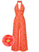 [Pre-Sale] Orange 1960s Floral Backless Jumpsuit, vintage romper, retro jumpsuit - perfect for women who love vintage and retro fashion