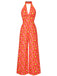[Pre-Sale] Orange 1960s Floral Backless Jumpsuit, vintage romper, retro jumpsuit - perfect for women who love vintage and retro fashion