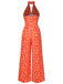 [Pre-Sale] Orange 1960s Floral Backless Jumpsuit, vintage romper, retro jumpsuit - perfect for women who love vintage and retro fashion