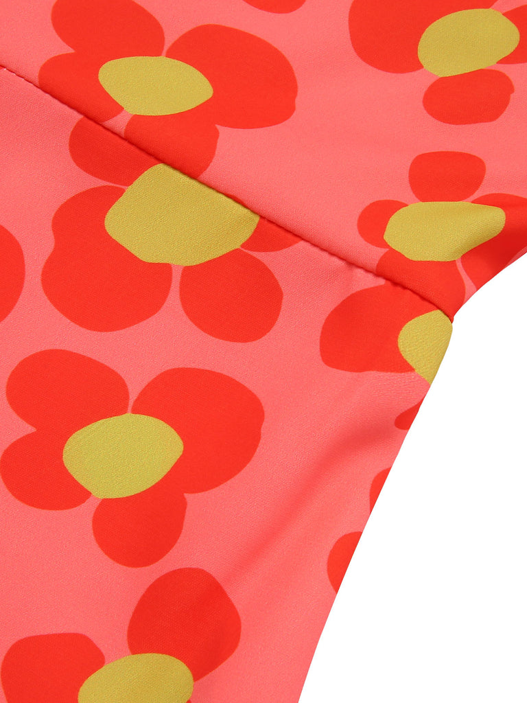 [Pre-Sale] Orange 1960s Floral Backless Jumpsuit, vintage romper, retro jumpsuit - perfect for women who love vintage and retro fashion
