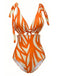 [Pre-Sale] Orange Color 1960s One Piece Print Swimsuit