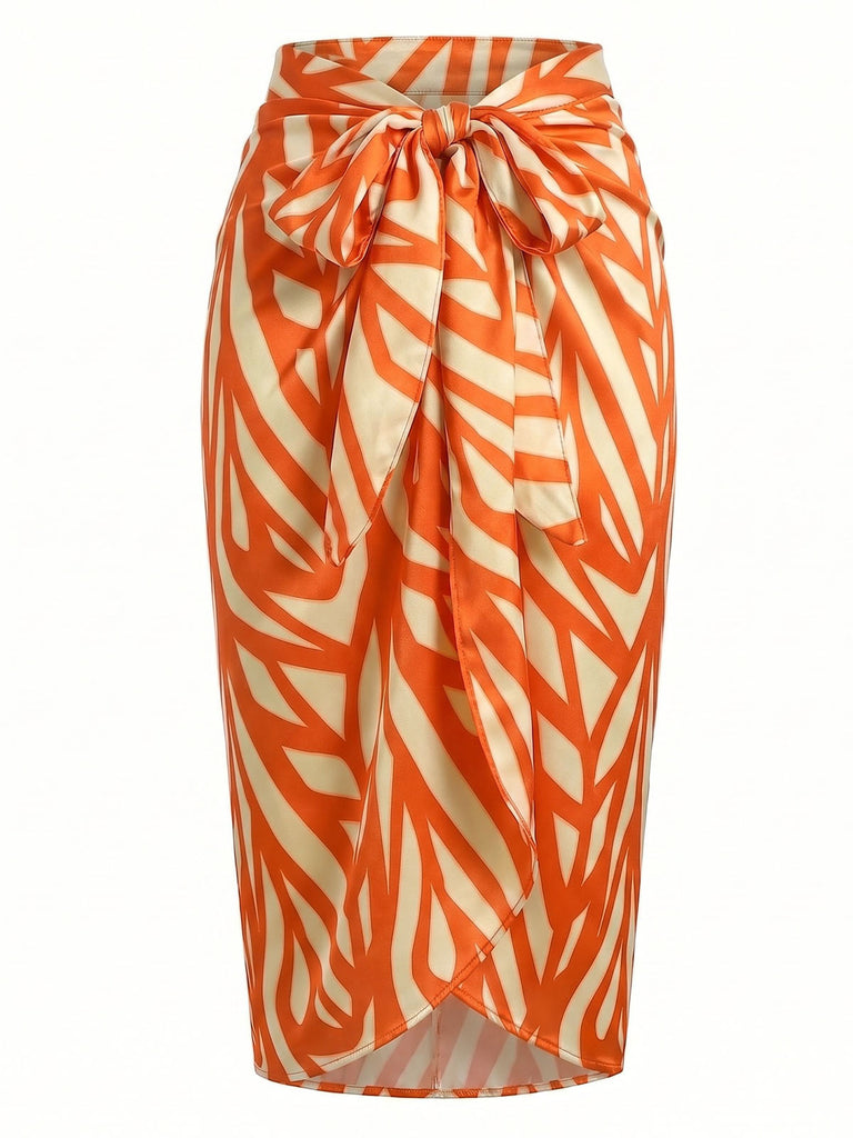 [Pre-Sale] Orange Color 1960s One Piece Print Swimsuit