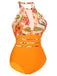 Orange 1960s Halter Floral One-Piece Swimsuit: 1960s Riviera elegance, reimagined for her