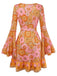 Orange 1960s Hippe Bell Sleeve Floral Dress - vintage dress, retro fashion