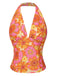 Orange 1960s Hippie Floral Halter Top, vintage top, retro blouse - perfect for women who love vintage and retro fashion