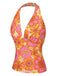 Orange 1960s Hippie Floral Halter Top, vintage top, retro blouse - perfect for women who love vintage and retro fashion