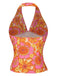 Orange 1960s Hippie Floral Halter Top, vintage top, retro blouse - perfect for women who love vintage and retro fashion