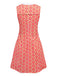 Orange 1960s Hippie Floral Round Neck Dress - vintage dress, retro fashion