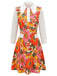 Orange 1960s Lapel Flowers Patchwork Dress, vintage dress, retro fashion - perfect for women who love vintage and retro fashion