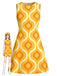 Elegant Orange 1960s Vintage Floral Dress