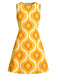 Elegant Orange 1960s Vintage Floral Dress