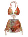Orange 1960s Psychedelic Polka Dot Mesh Bikini Set - vintage swimwear, retro swimsuit, pin-up style for vintage lovers
