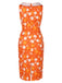Orange 1960s Tie Neck Floral Sleeveless Dress — the kind of 1960s dress that makes strangers smile