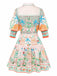Orange 1970s Fitted Waist Print Lace-up Vintage Short Dress