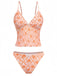 Orange 1970s Deep V-Neck Floral Print Tankini Set - vintage fashion, retro style