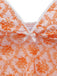 Orange 1970s Deep V-Neck Floral Print Tankini Set - vintage fashion, retro style