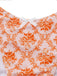Orange 1970s Deep V-Neck Floral Print Tankini Set - vintage fashion, retro style
