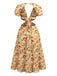 Orange 1970s Deep V-Neck Sunflower Boho Dress - vintage dress, retro fashion