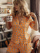 Orange 1970s Halloween Cartoon Skull Pajamas, vintage pajamas, retro nightwear - perfect for women who love vintage and retro fashion