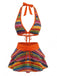 Orange 1980s Boho Irregular Bikini Set & Cover-Up - vintage fashion, retro style