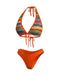 Orange 1980s Boho Irregular Bikini Set & Cover-Up - vintage fashion, retro style