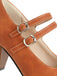 Orange Double Buckle Strap Mary Jane Heels Shoes — vintage vintage charm for her modern wardrobe