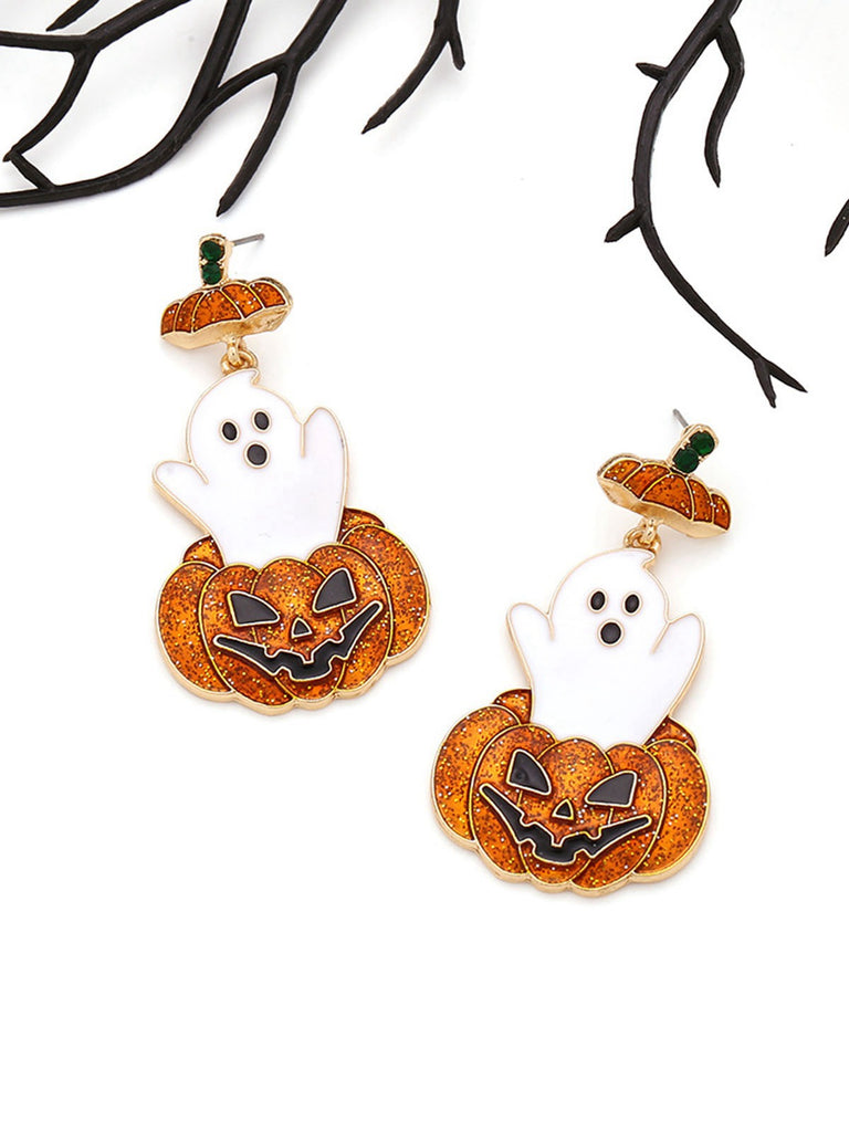 Orange Halloween Ghost & Pumpkin Earrings: vintage detail work for the woman who notices