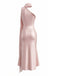 Orange Pink 1930s Halter Satin Belted Mermaid Dress, vintage dress, retro fashion - perfect for women who love vintage and retro fashion