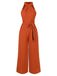 Orange Red 1930s Solid Twist Jumpsuit: timeless 1930s elegance she makes her own
