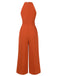 Orange Red 1930s Solid Twist Jumpsuit — 1930s style that transcends decades