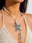 Conch Starfish Pendant Leather Cord Necklace