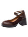 PU Leather Patchwork Square Toe Chunky Heels: timeless vintage elegance she makes her own