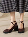 PU Leather Patchwork Square Toe Chunky Heels — vintage vintage charm for her modern wardrobe