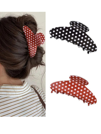 PVC Polka Dot Valentine's Shark Hair Claw - vintage fashion, retro style