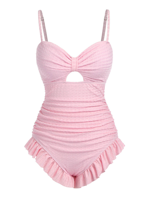 light pink swim dress Aurora Elise Rose Swimwear Pink swim dress with a flattering fit and flared skirt OBEEII Swim Dresses for Women