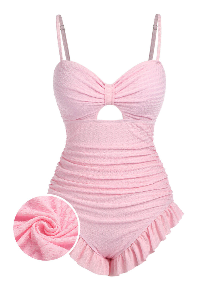 Pink Vintage Swim Dresses Vintage One Piece Swimdress Bathing Suits For Women Built-in Bottom-Neon Pink Vintage Swim Dresses Vintage One Piece Swimdress Bathing Suits For Women Built-in Bottom-Neon