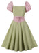 Pale Green 1950s Contrast Puff Sleeves Dress, vintage dress, retro fashion, rockabilly, pin-up fashion - perfect for women who love vintage and retro fashion