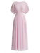 Pale Pink 1930s Round Neck Chiffon Pleated Maxi Dress