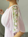 Pale Pink 1930s Round Neck Chiffon Pleated Maxi Dress 3