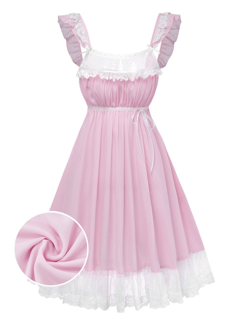 [Pre-Sale] Pale Pink 1950s Lace Bow Tulle Nightgown 8