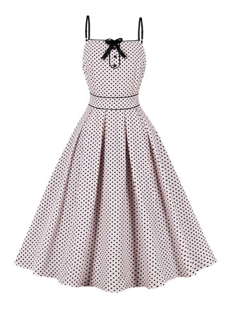 Pale Pink 1950s Polka Dots Swing Dress, vintage dress, retro fashion, rockabilly, pin-up fashion - perfect for women who love vintage and retro fashion